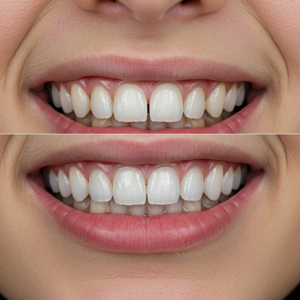 before and after porcelain veneers for gapped teeth